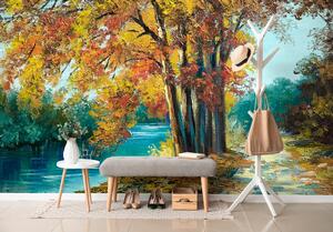 Tapéta festett fák őszi színben
