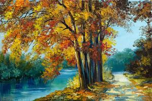 Öntapadó tapéta festett fák őszi színben
