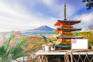 Fotótapéta kilátással a Chureito pagodára és a Fuji-hegyre