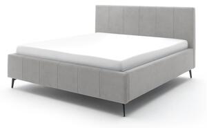 Világosszürke kárpitozott ágyneműtartós franciaágy ágyráccsal 180x200 cm Lizzano – Meise Möbel