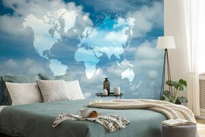 Öntapadó tapéta világtérkép égkék háttérrel