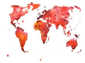 Tapéta kontinensek pirosban