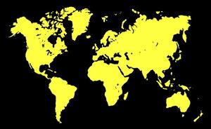 Öntapadó tapéta sárga térkép fekete háttéren