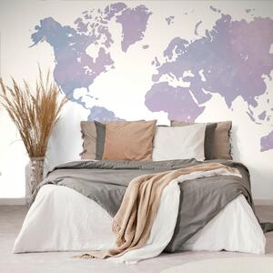 Öntapadó tapéta világtérkép lila színben