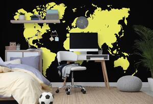 Öntapadó tapéta sárga térkép fekete háttéren