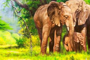 Tapéta elefánt család