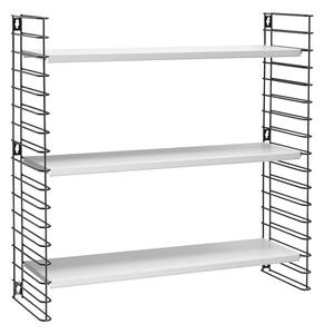Libro háromszintes fekete polc fehér elemekkel, hossz 70 cm - Metaltex