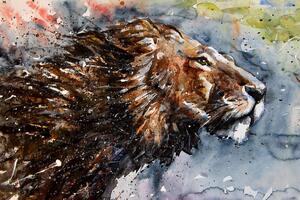 Tapéta az állatok királya akvarell kivitelben - 150x100