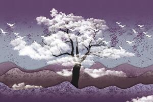 Öntapadó tapéta fa felhők között