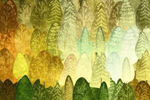 Öntapadó tapéta zöld asszimmetrikus fák