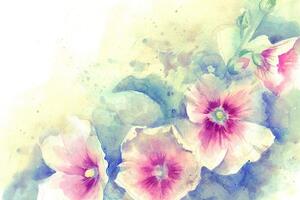 Tapéta akvarell illusztrációja rózsaszín virágok