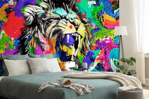 Tapéta színes oroszlán fej - 150x100