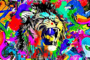 Tapéta színes oroszlán fej - 225x150