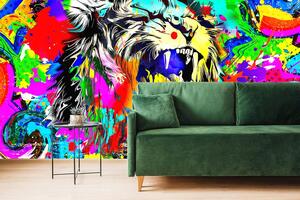 Tapéta színes oroszlán fej - 150x100