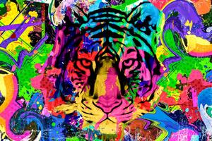 Öntapadó tapéta színes tigris fej