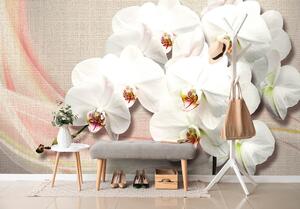 Öntapadó tapéta fehér orchidea vásznon