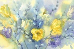 Tapéta akvarell sárga tulipánok