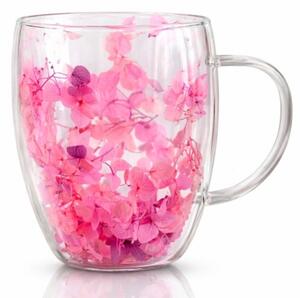 JAKS Rossie duplafalú hőálló üvegpohár virágokkal 300 ml – 1 db