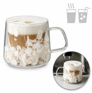 JAKS Whitt duplafalú hőálló üvegpohár fehér virágokkal 180 ml – 1 db