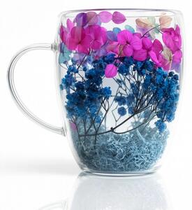 JAKS Lili duplafalú hőálló üvegpohár virágokkal 300 ml – 1 db