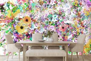 Tapéta színes virágok - 150x100