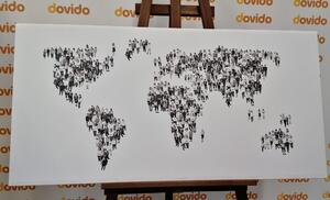 Parafa kép világ térkép személyekből fekete fehérben