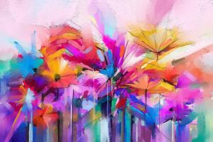 Tapéta absztrakt színes virágok - 150x100