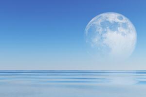 Tapéta hold a tenger felett