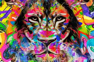 Tapéta oroszlán fej színes változatban - 150x100