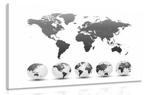Kép glóbusz és világtérkép fekete fehérben