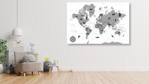 Parafakép térkép álatokkal fekete fehérben