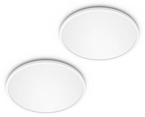 Philips LED SuperSlim 2 darabos szett, fehér, IP44, Ø 30 cm, 2700 K, dimmelhető, Fehér / opál, Dolgozószoba / Iroda, Műanyag, Modern
