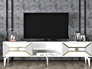 TV asztal/szekrény Velono (fehér + arany)