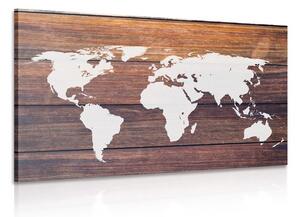 Kép világ térkép fa háttéren