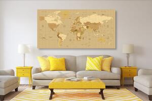 Kép világ térkép bézs színben - 100x50