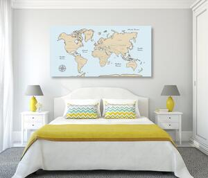 Kép bézs világtérkép kék háttéren
