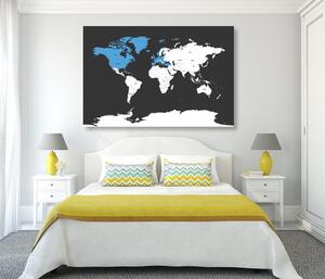 Kép modern térkép kék kontraszt színnel - 60x40