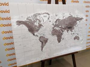 Parafa kép csodálatos világ térkép fekete fehérben