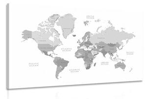 Kép fekete fehér világtérkép vintage kivitelben