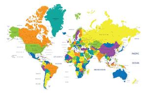 Parafa kép színes világ térkép fehér háttéren