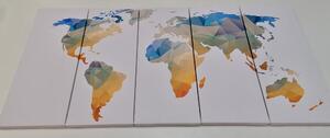 5-részes kép sokszögű világtérkép