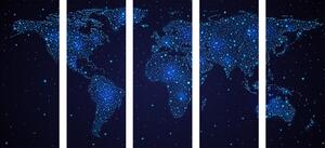 5-részes kép világ térkép éjjeli égbolt