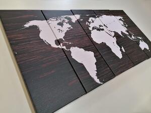 5-részes kép világ térkép fa háttéren
