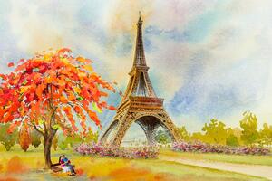 Öntapadó tapéta Eiffel torony pasztell színekben