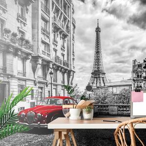 Öntapadó fotótapéta piros retró autó Párizsban