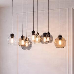 TK Lighting Cubus lógó világítás, 68 cm, 8 izzós, átlátszó/mézszínű/barna, üveg, dimmelhető, Tiszta / átlátszó, Nappali / Étkező, Üveg, Modern