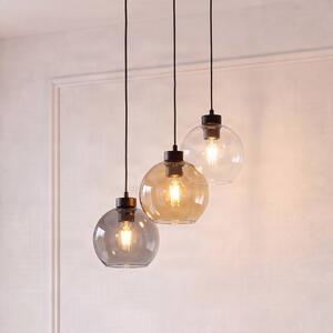 TK Lighting Cubus lógó világítás, Ø 50 cm, 3 izzós, átlátszó/mézbarna, üveg, dimmelhető, Tiszta / átlátszó, Nappali / Étkező, Üveg, Modern