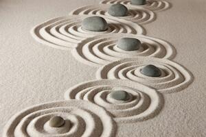 Fotótapéta Zen kövek homokos körökben