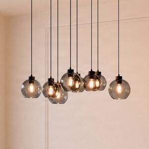 TK Lighting Cubus lógó világítás, 95 cm hosszú, 8 izzós, füstszürke, üveg, dimmelhető, Fekete, Nappali / Étkező, Üveg, Modern