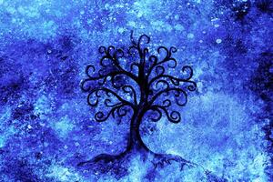 Öntapadó tapéta életfa kék háttéren